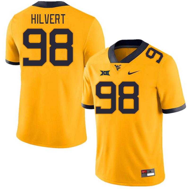 Men #98 Harry Hilvert West Virginia Mountaineers College Football Jerseys Stitched Sale-Gold - Click Image to Close